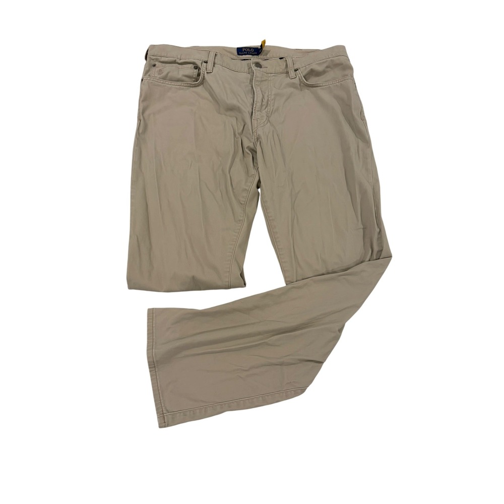 Polo Ralph Lauren Mens 36x30 Tan Khaki Stretch Cotton Chino‎ Pants 5 Pocket EUC